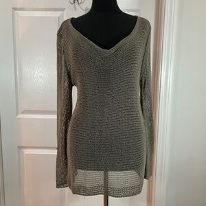 Soft Surroundings Brown Seaside Open Weave Beach Sweater Size Medium